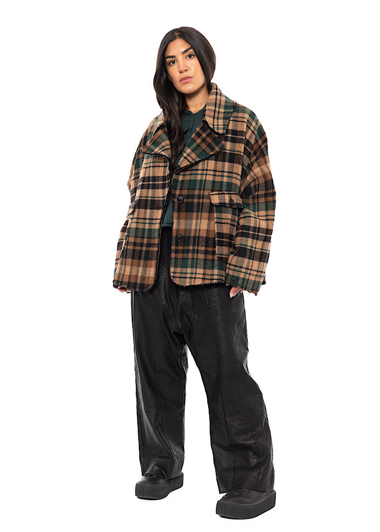 OVERSIZED CHECK WOOL JACKET