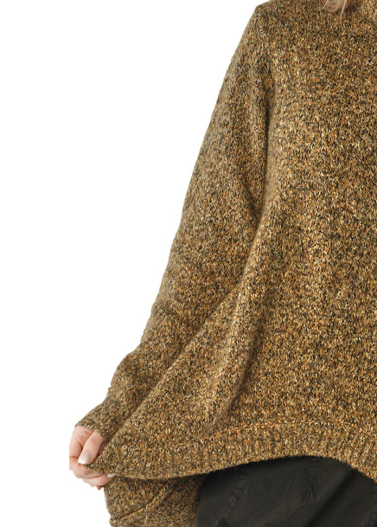 CL FUNNEL NECK MELANGE KNIT PULLOVER