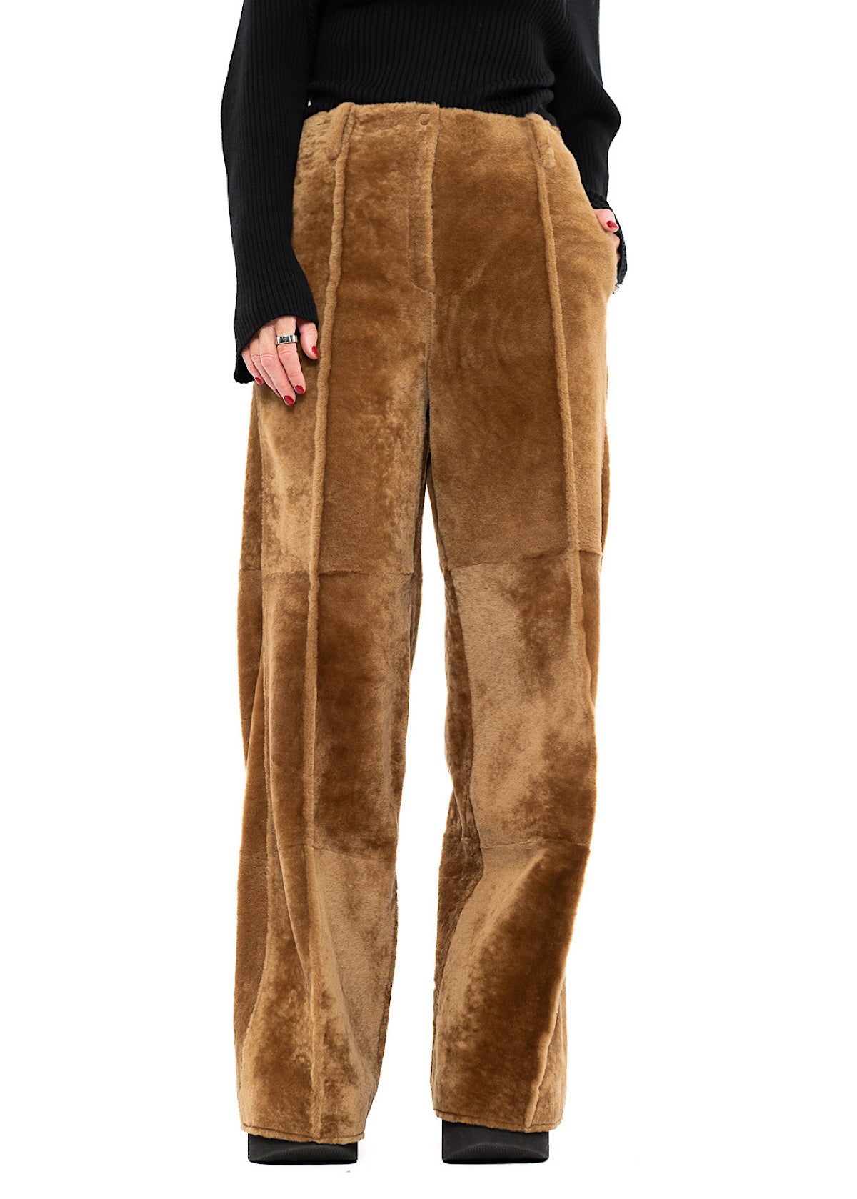 WIDE FUR LEATHER TROUSER