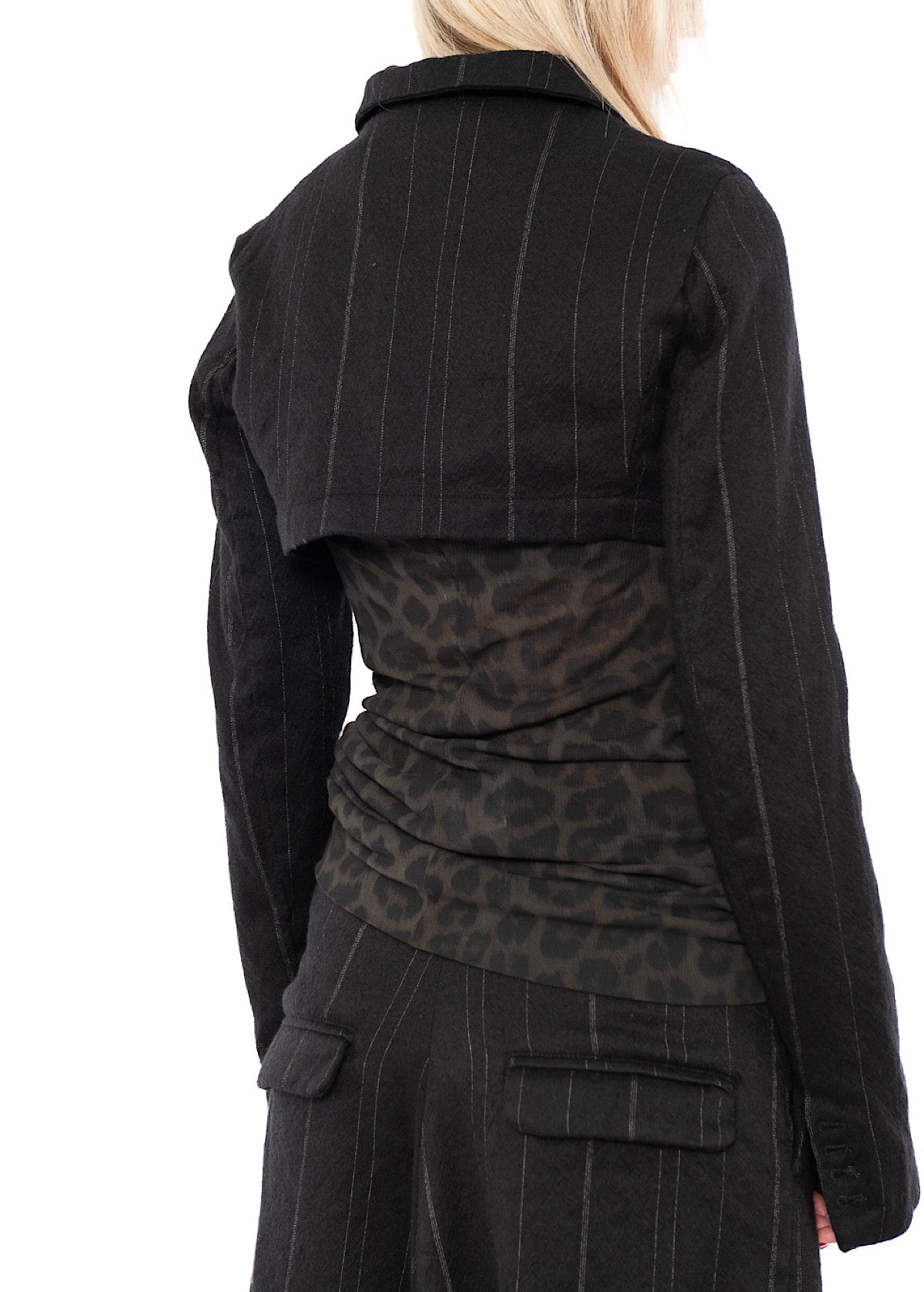 CROPPED PINSTRIPE WOOL JACKET