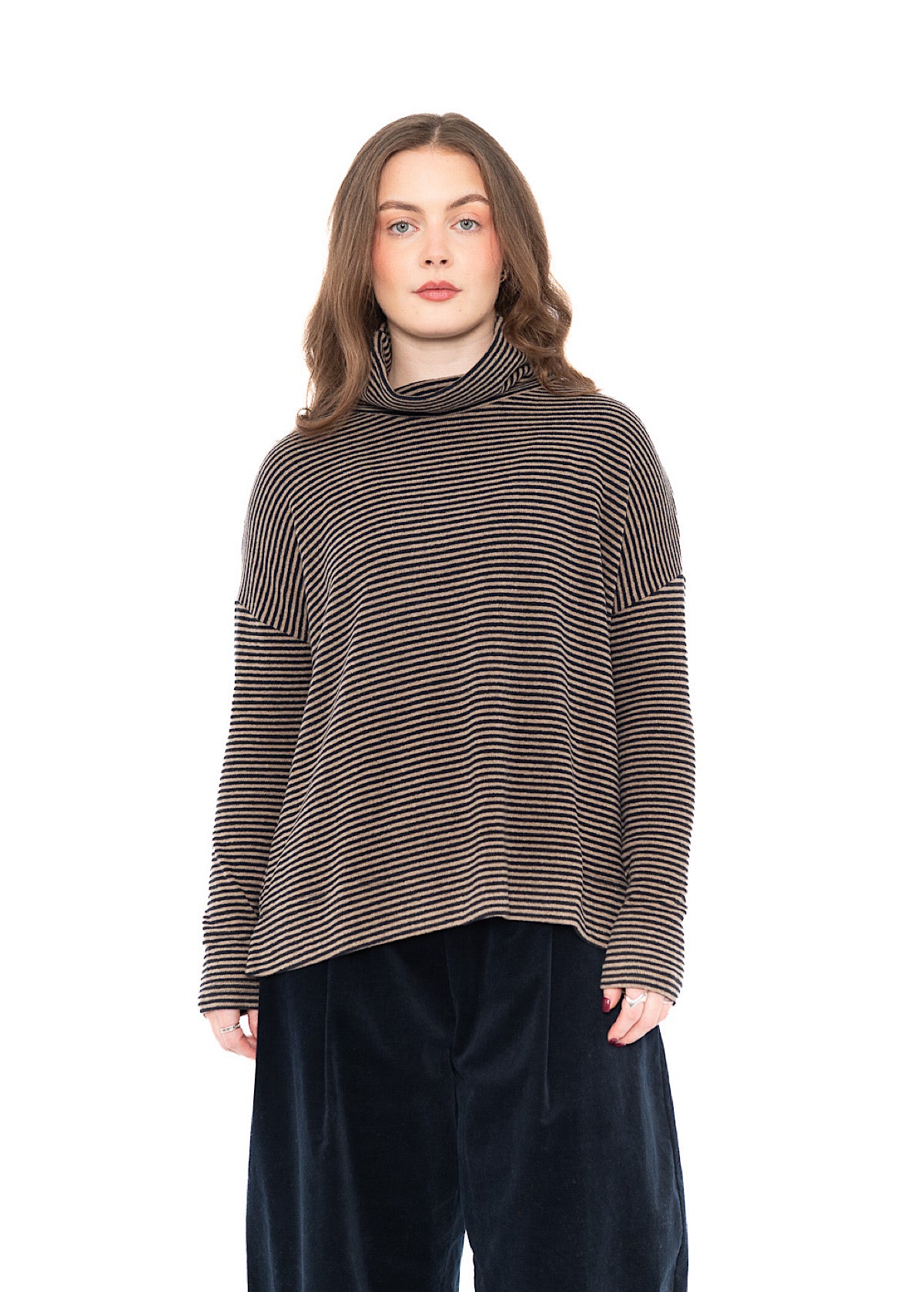 STRIPED COTTON-FLEECE JADE PULLOVER