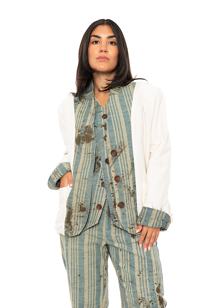 BOXY STRIPED COTTON JACKET
