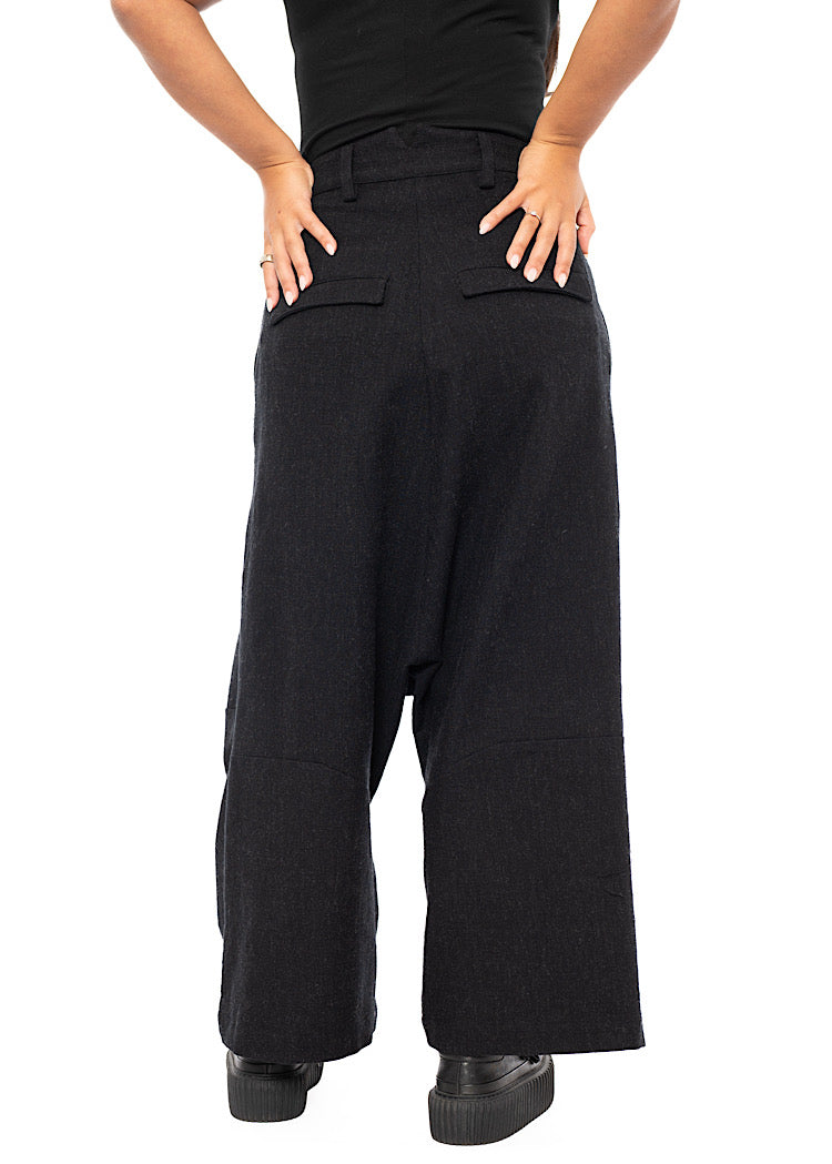 PINSTRIPE DROP CROTCH WOOL TROUSER