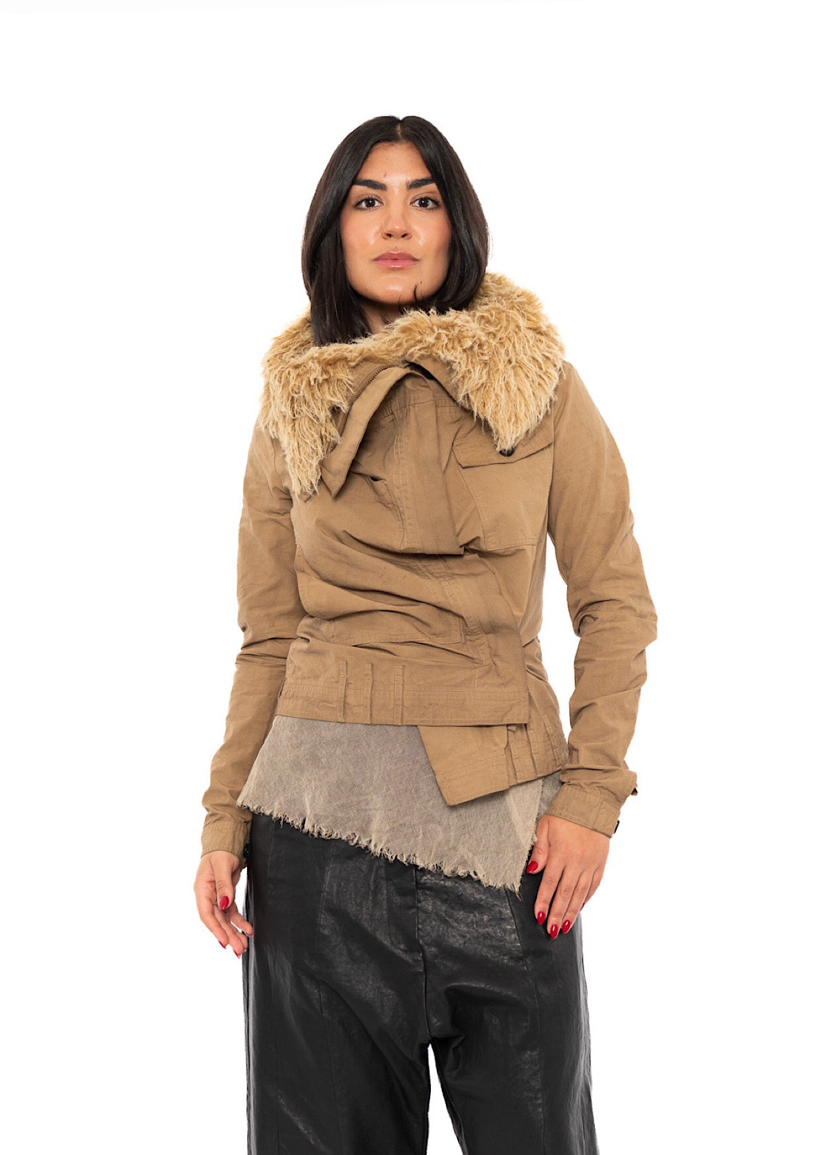 FITTED DETACHABLE FAUX FUR TRIMMED JACKET