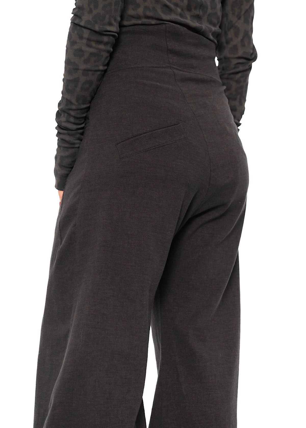 STRETCH FLARED WIDE-LEG TROUSER