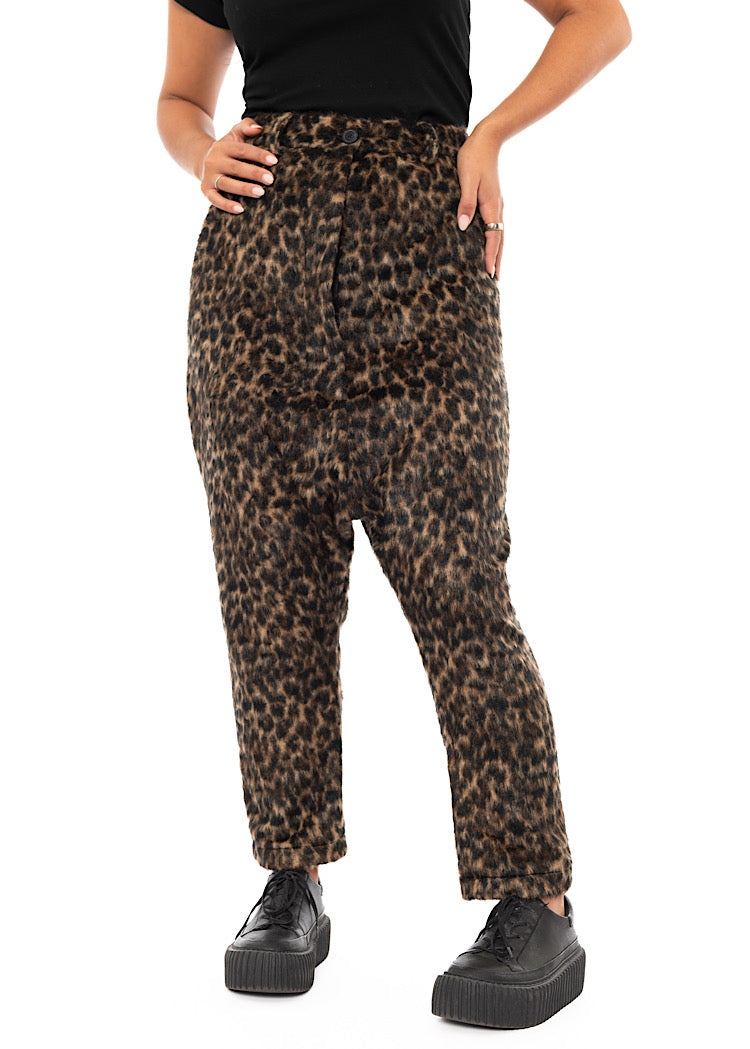 FAUX FUR LEOPARD TROUSER