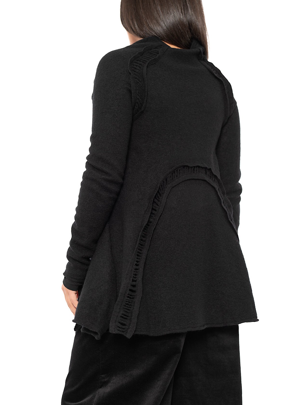 BOILED WOOL LADDER STITCH CARDIGAN