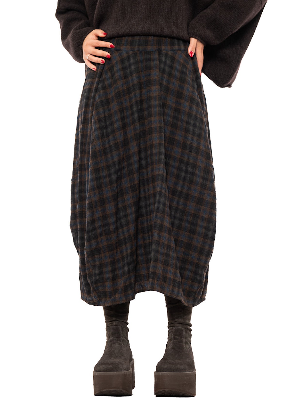 CHECKERED WOOL BLEND ISOTTA SKIRT