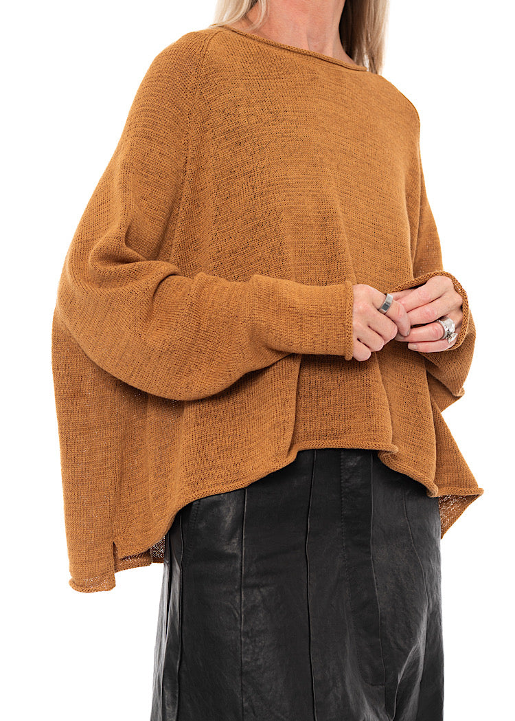 LINEN-BLEND KNITTED PULLOVER