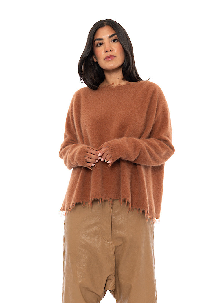 RELAXED FRAYED KNIT PULLOVER