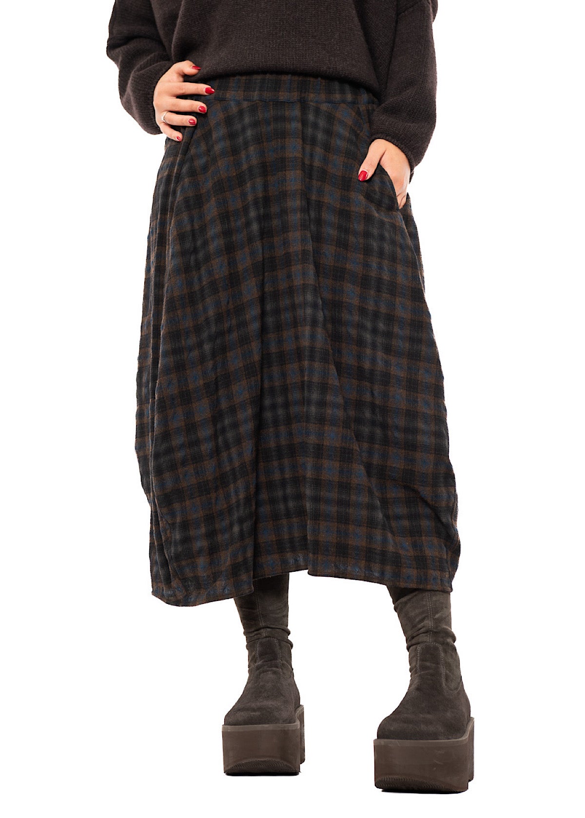 CHECKERED WOOL BLEND ISOTTA SKIRT