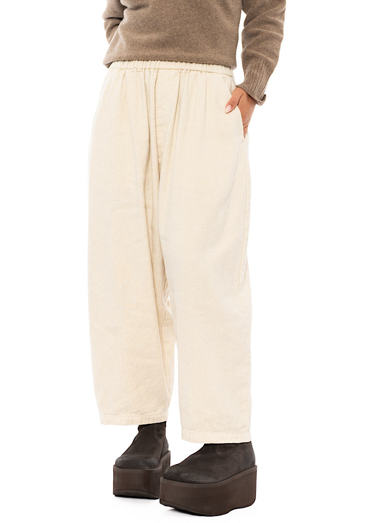 BRUSHED COTTON-LINEN BALLOON TROUSER