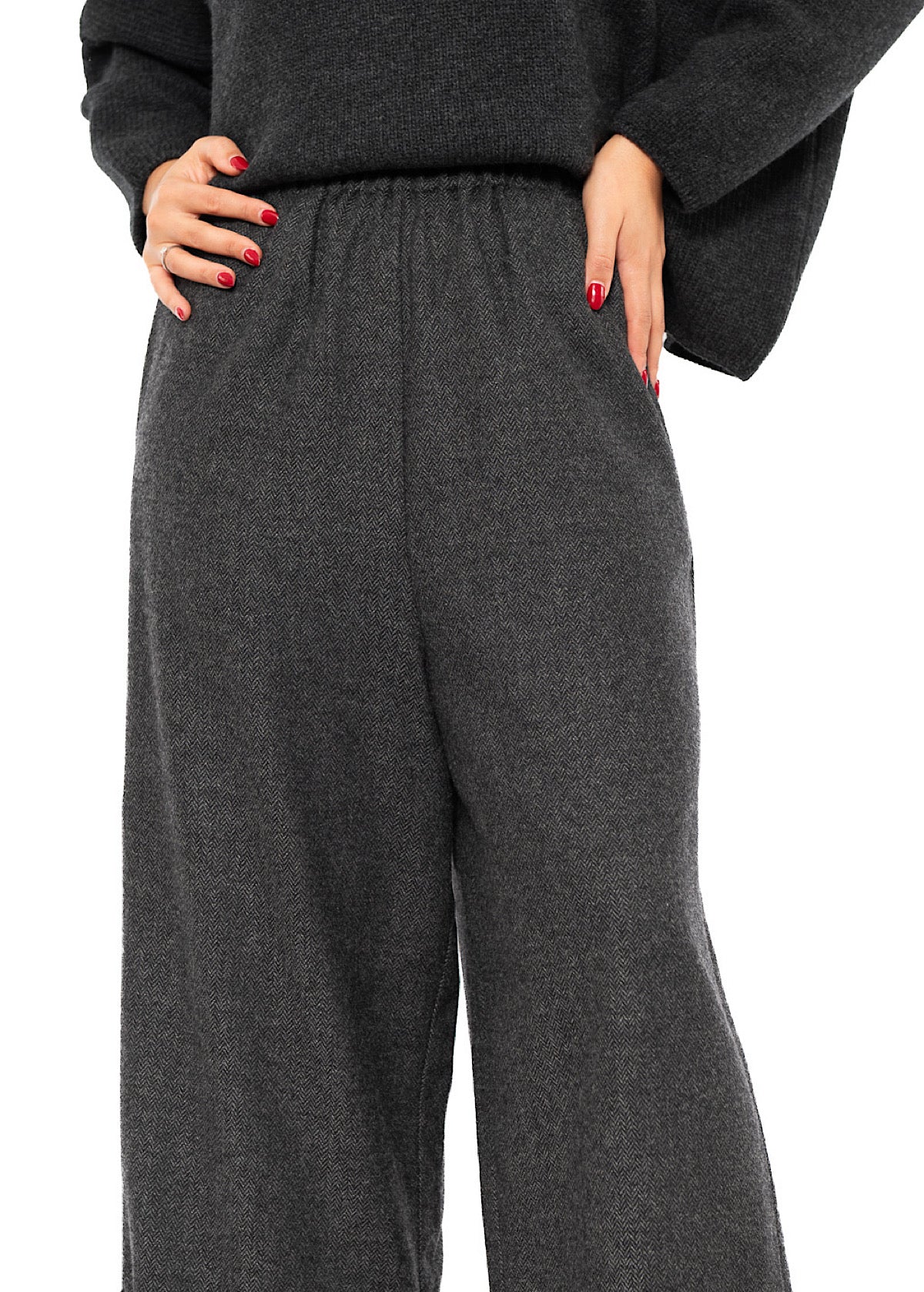 HERRINGBONE WIDE LEG GIONA TROUSER