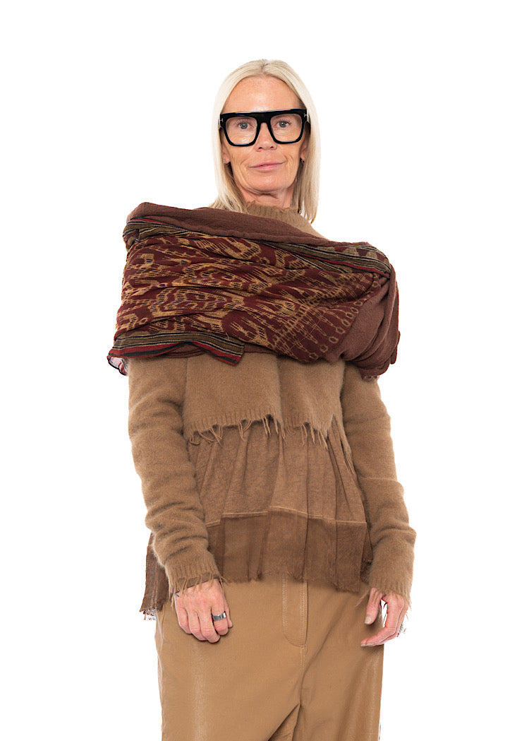 PRINTED MODAL-WOOL KNIT SCARF