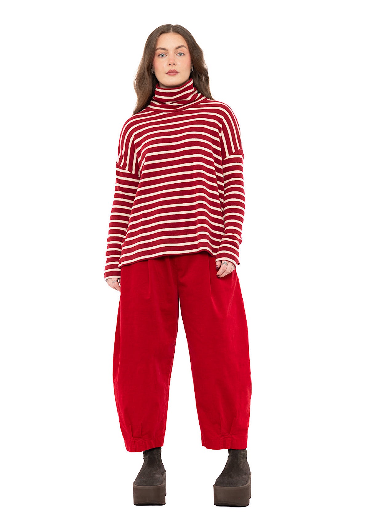 STRIPED COTTON-FLEECE JADE PULLOVER