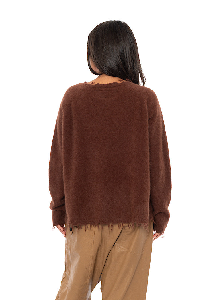 RELAXED FRAYED KNIT PULLOVER