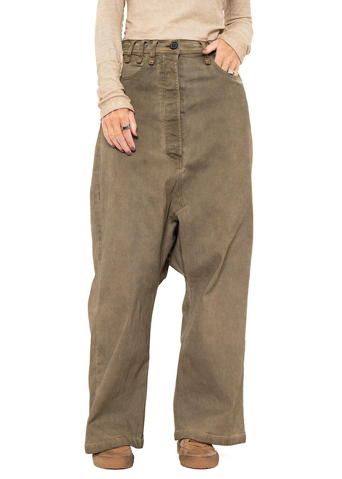 GARMENT-DYED WIDE-LEG DENIM TROUSER