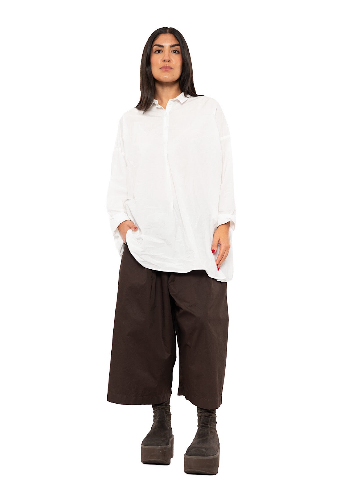 OVERSIZED CRINKLE COTTON HENLEY SHIRT