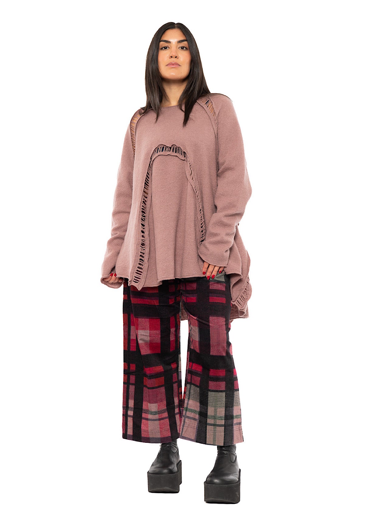 BOILED WOOL LADDER STITCH TUNIC