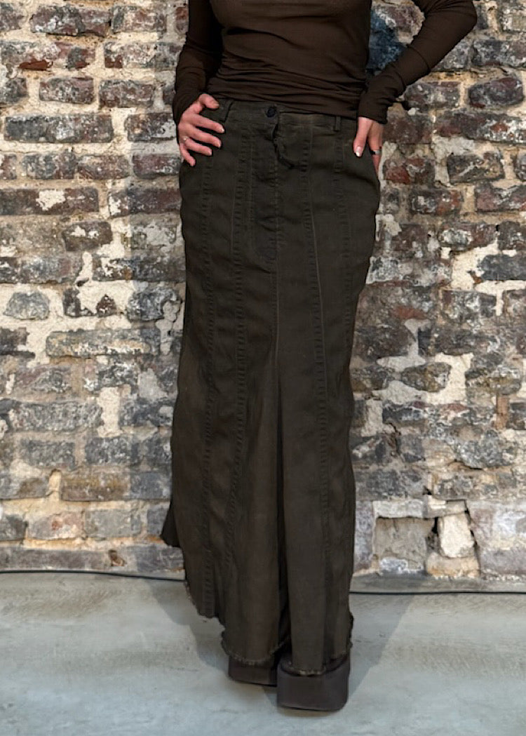STRETCH DENIM MAXI SKIRT