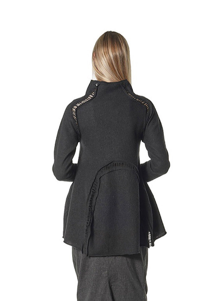 CL FLARED BOILED WOOL CARDIGAN
