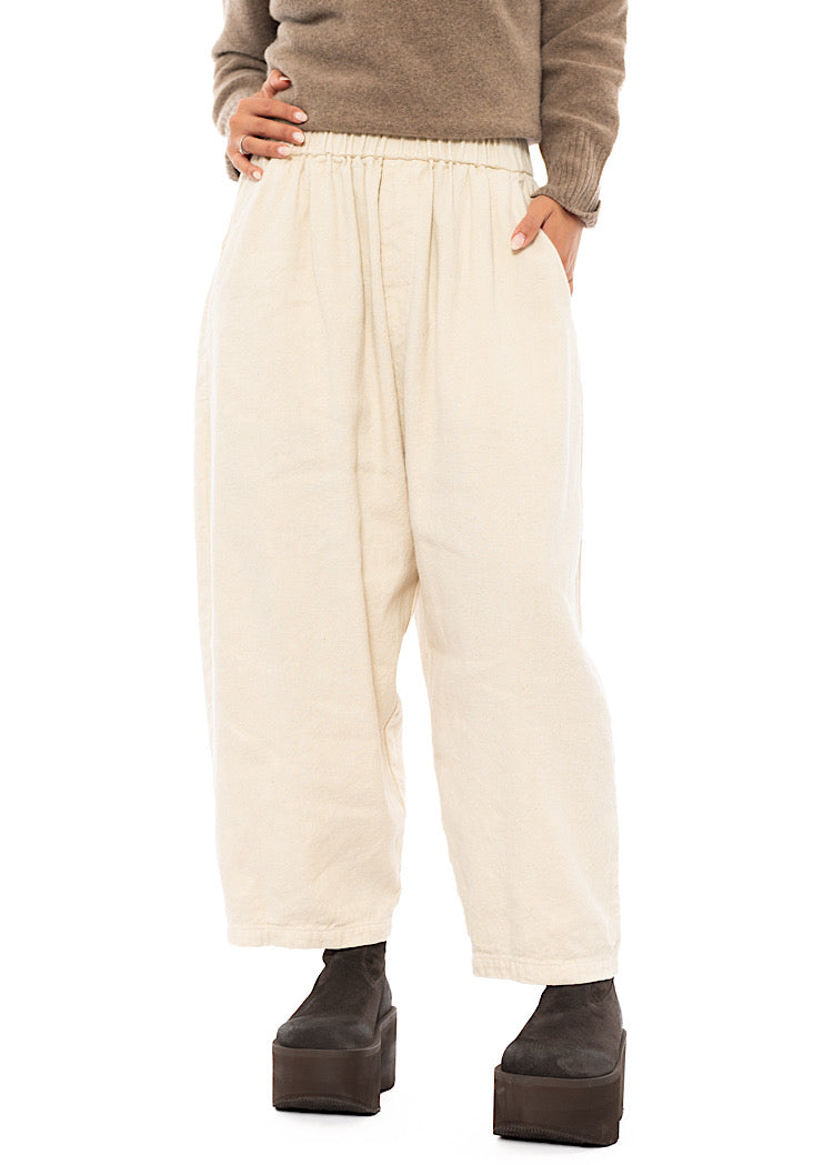 BRUSHED COTTON-LINEN BALLOON TROUSER