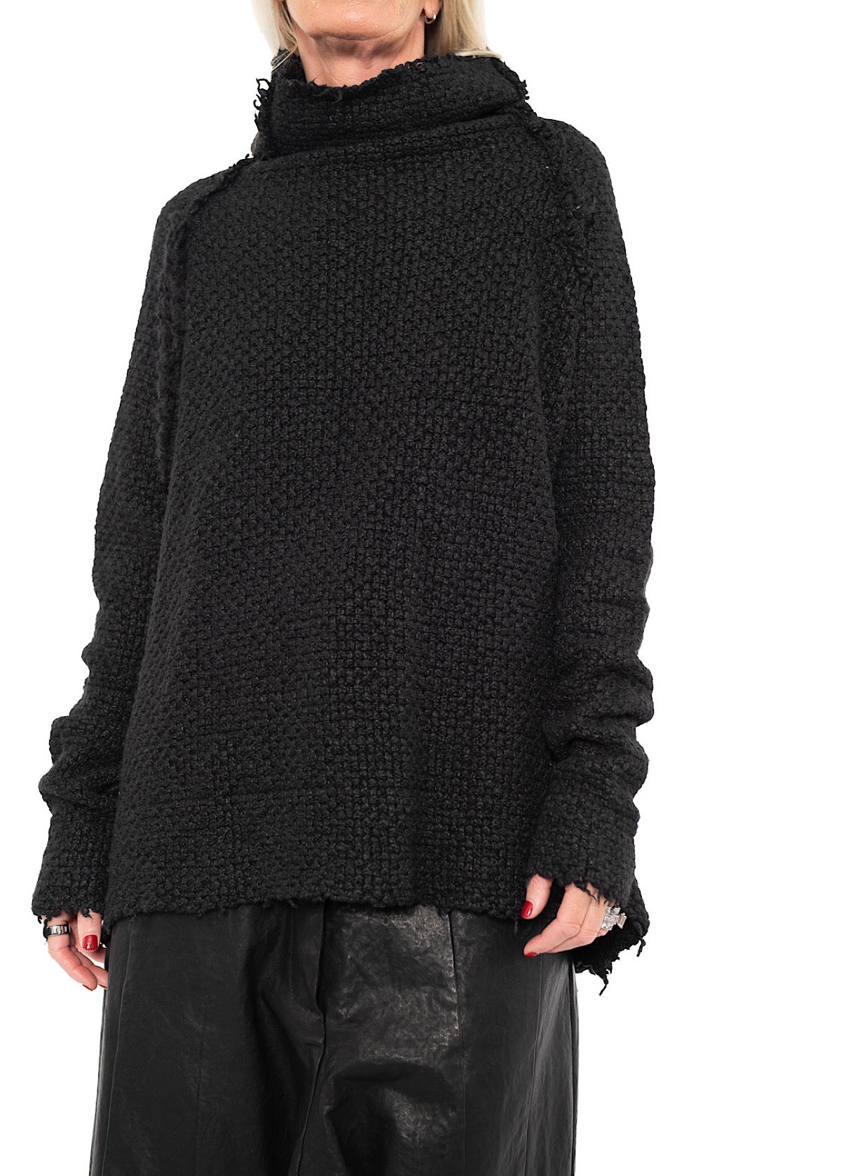 TEXTURED SILK KNIT PULLOVER