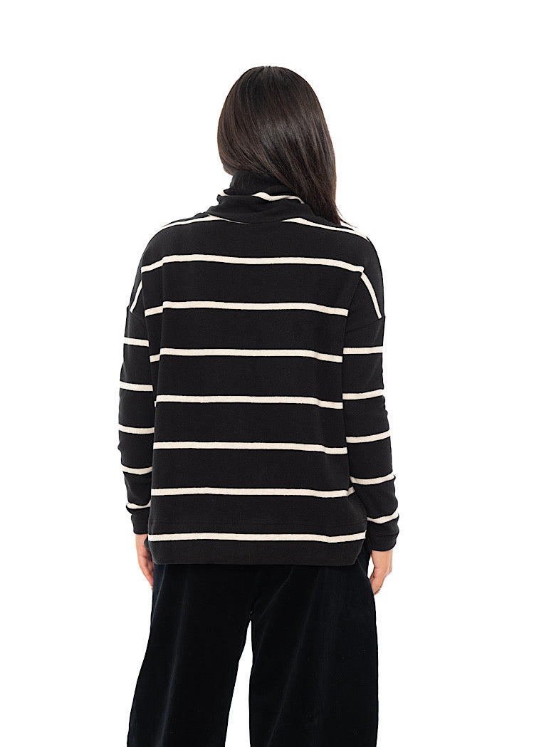 STRIPED COTTON-FLEECE JADE PULLOVER