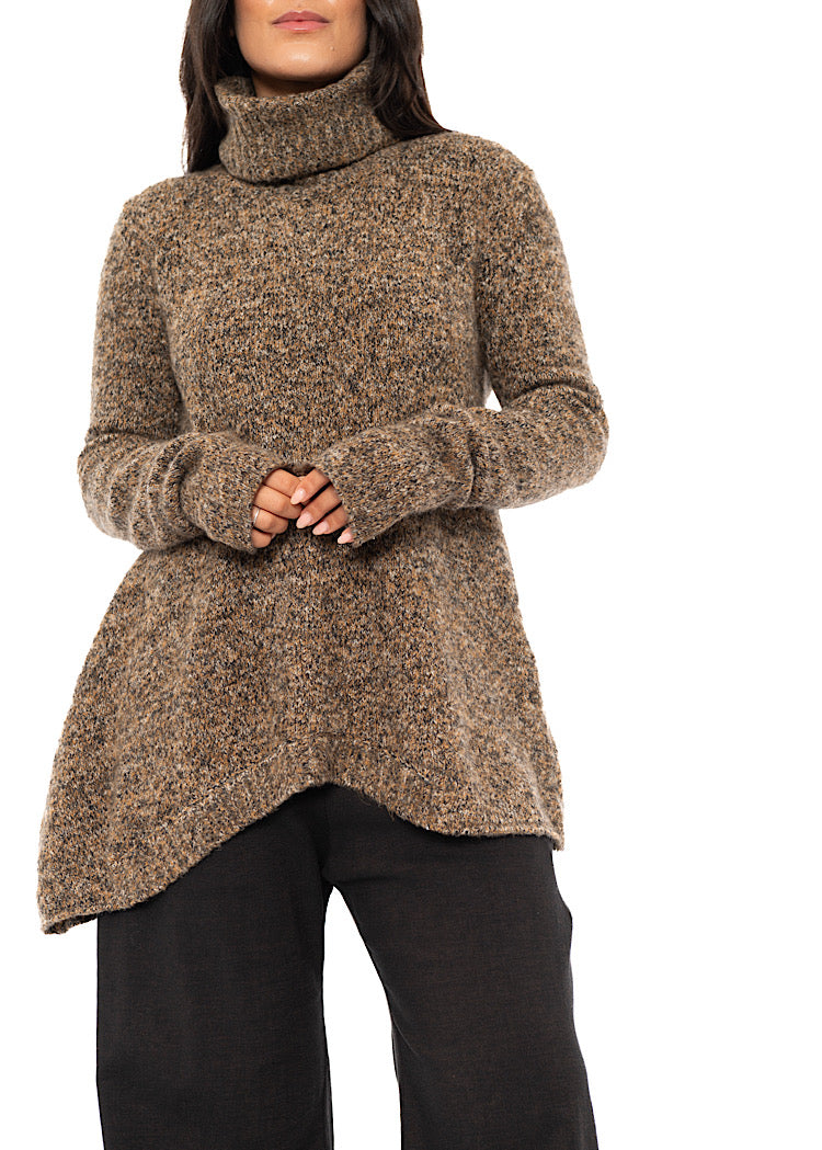 ASYMMETRIC MÉLANGE KNITTED PULLOVER