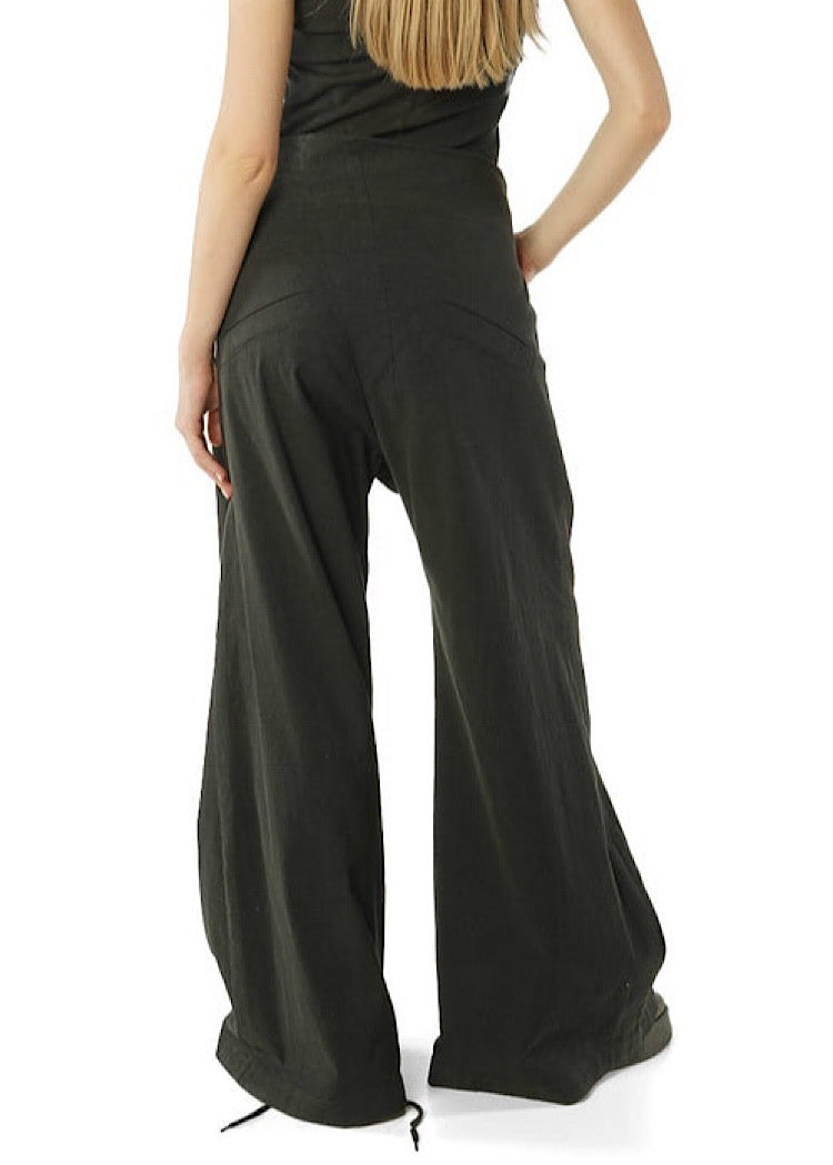 STRETCH FLARED WIDE-LEG TROUSER