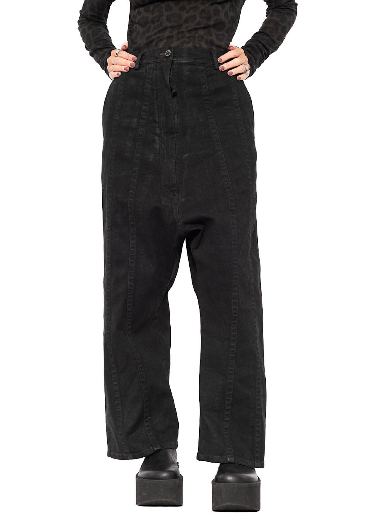 STRAIGHT-LEG DROP-CROTCH DENIM TROUSER