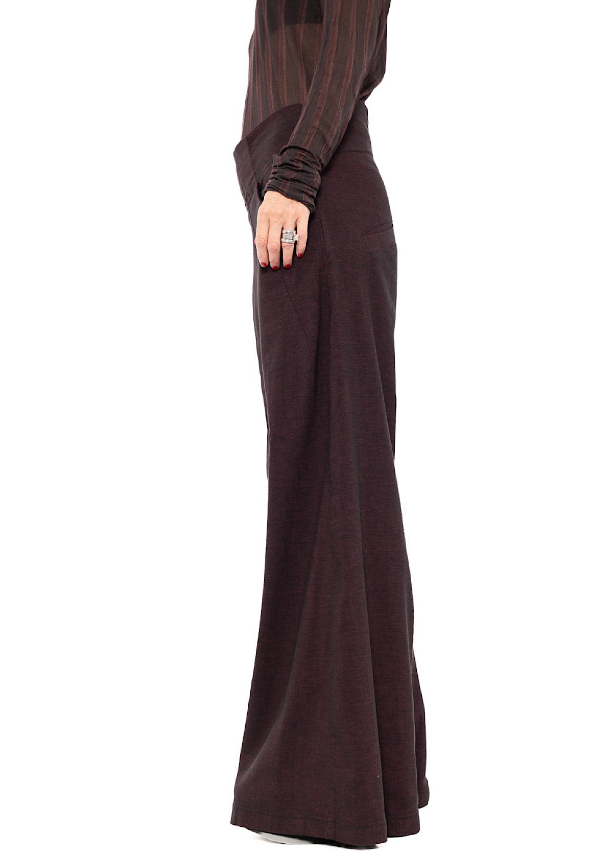 STRETCH FLARED WIDE-LEG TROUSER
