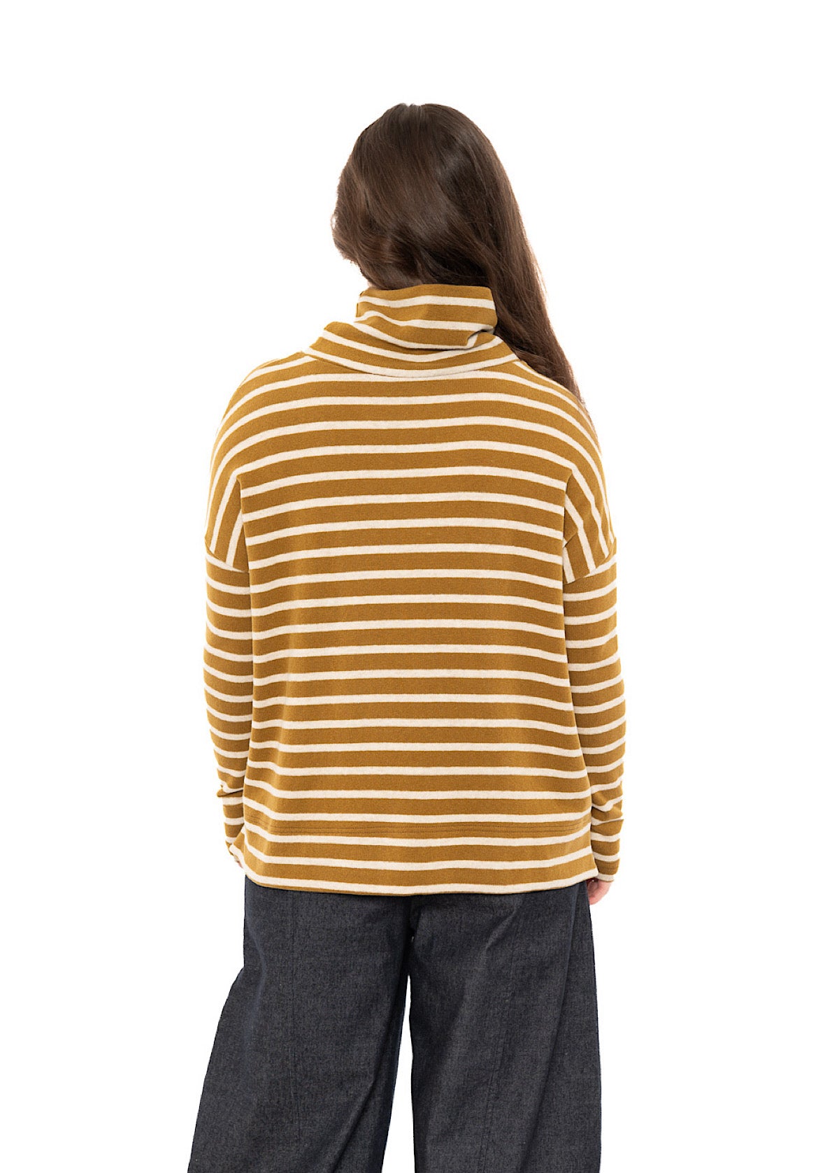 STRIPED COTTON-FLEECE JADE PULLOVER