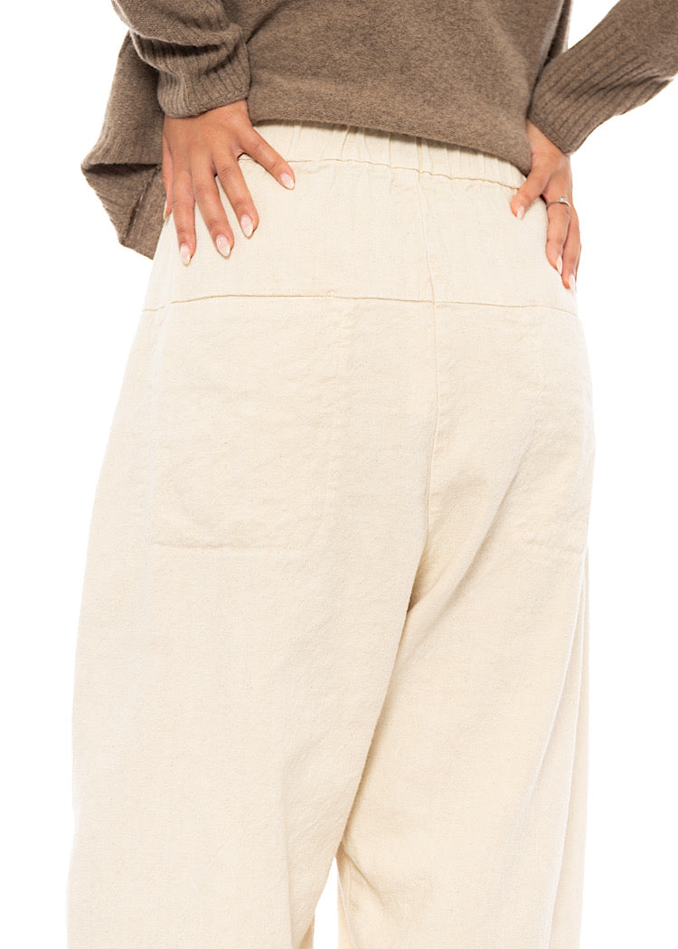 BRUSHED COTTON-LINEN BALLOON TROUSER
