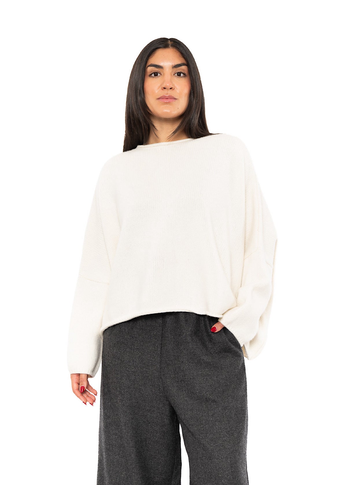 CROPPED CASHMERE BLEND FAUSTA PULLOVER