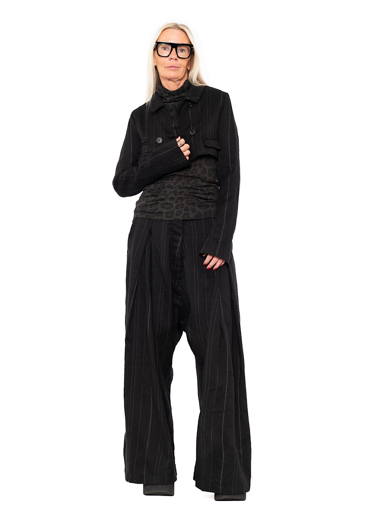 CROPPED PINSTRIPE WOOL JACKET