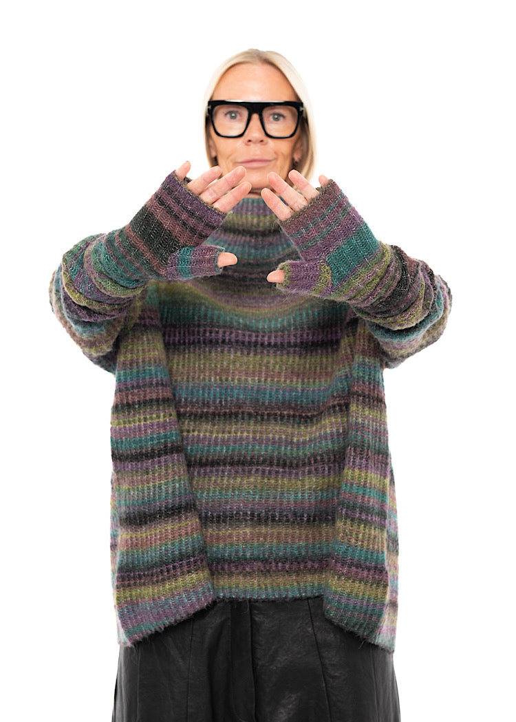 MULTICOLOUR STRIPE FINGERLESS CUFF