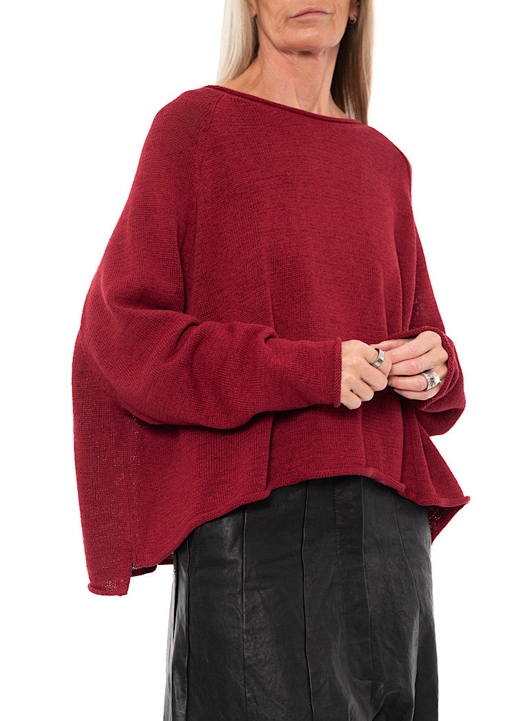 LINEN-BLEND KNITTED PULLOVER