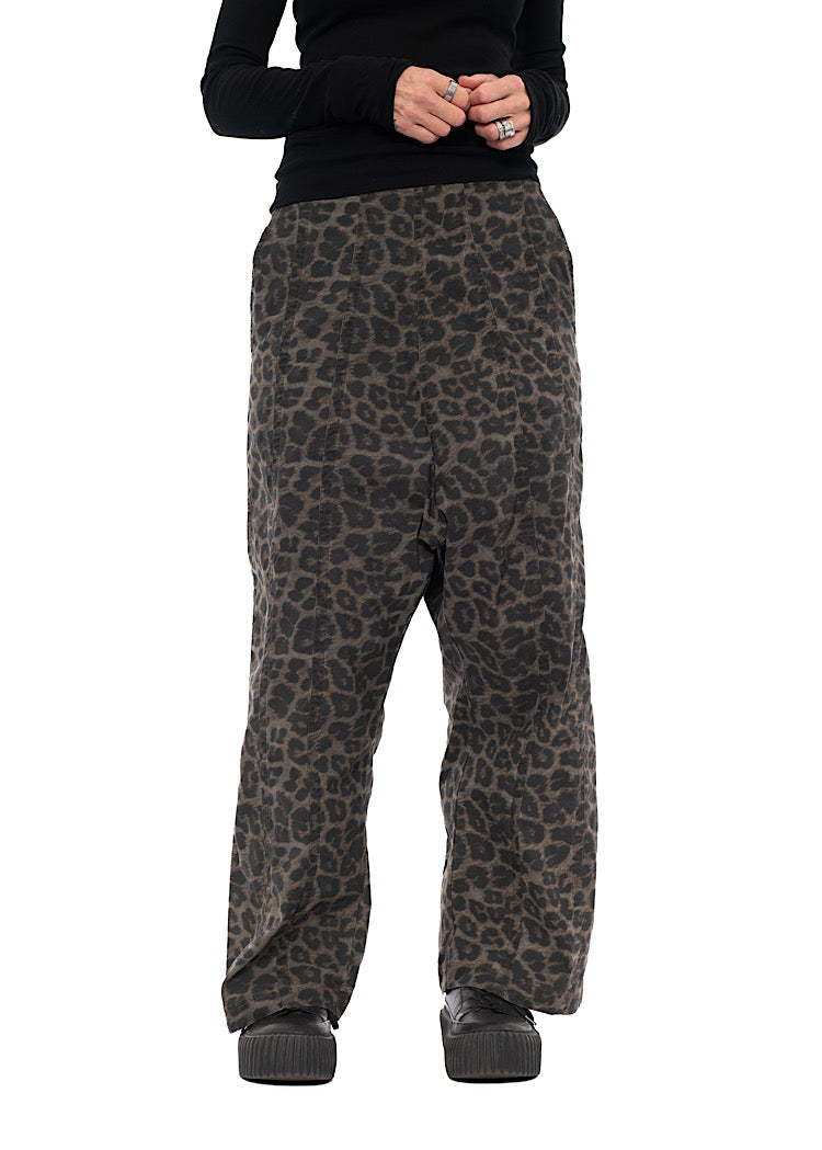 LEOPARD PRINT DROP CROTCH TROUSER