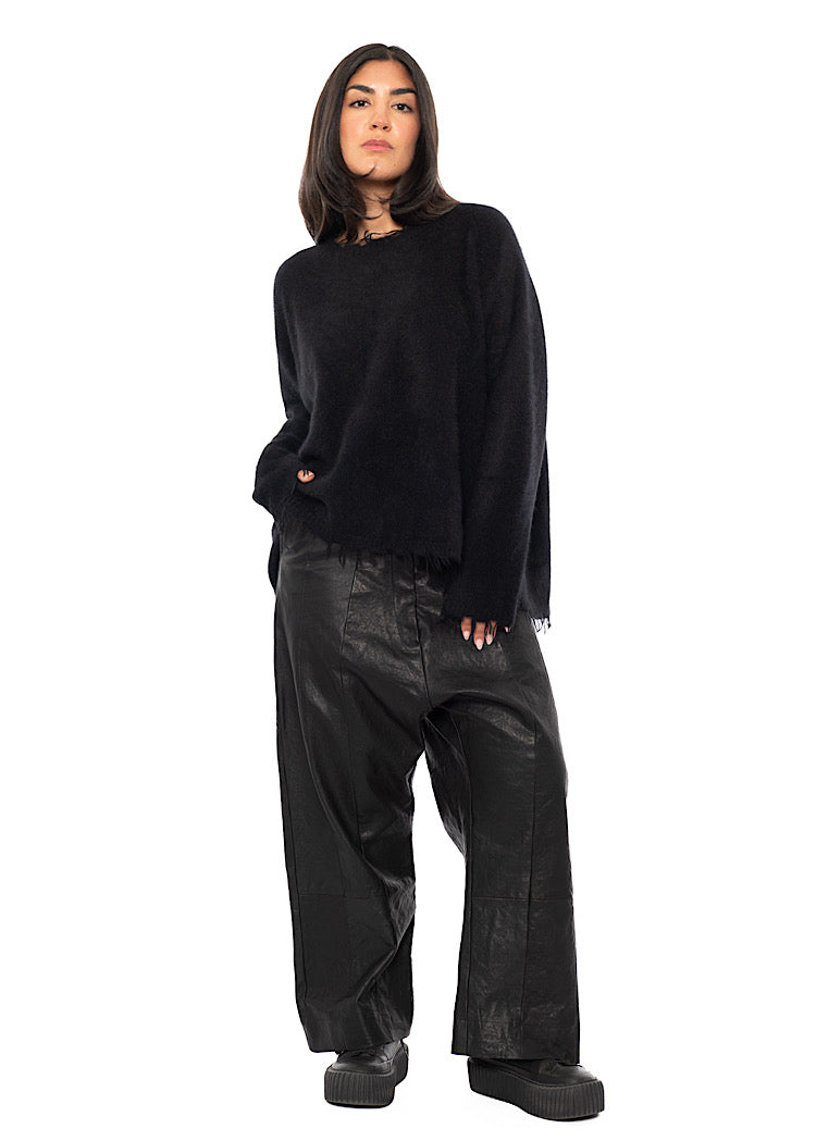 FRAYED FOX WOOL SILK PULLOVER