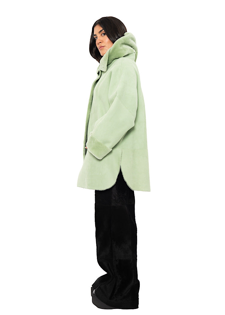 REVERSIBLE FUR HOODED JACKET