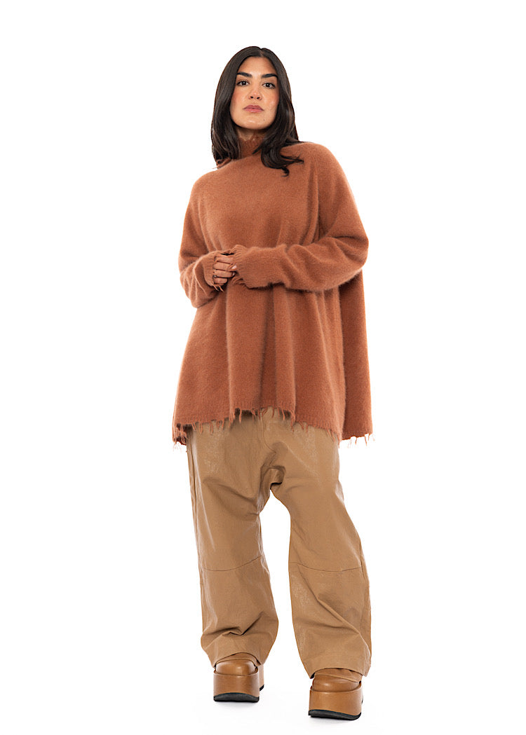 OVERSIZED FOX WOOL SILK KNITTED TUNIC