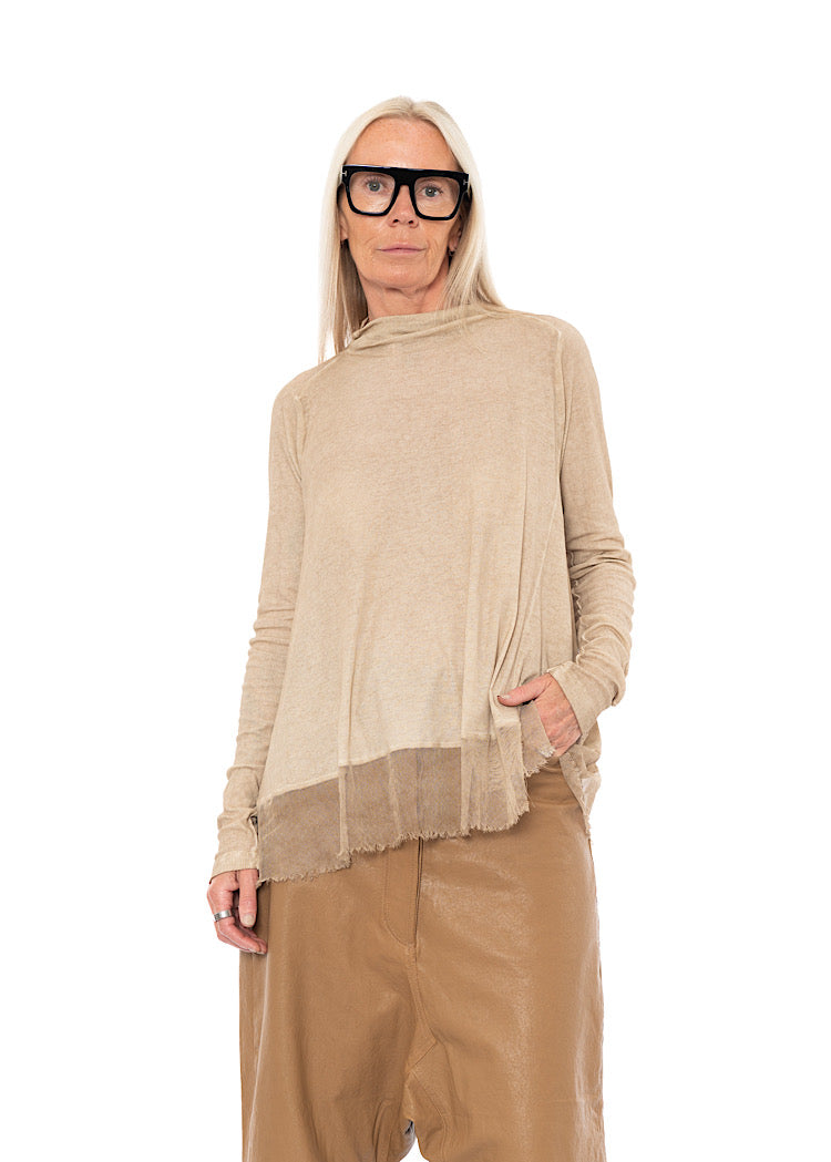 RELAXED NETTED HEM T-SHIRT