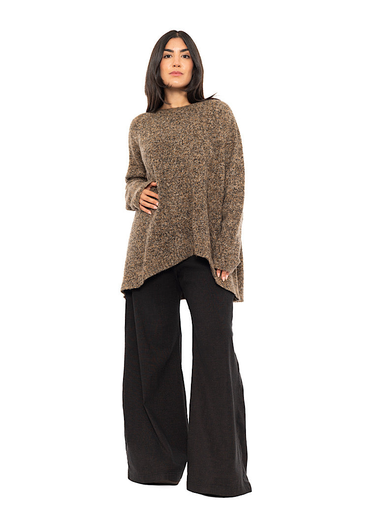 MÉLANGE KNIT ASYMMETRIC PULLOVER