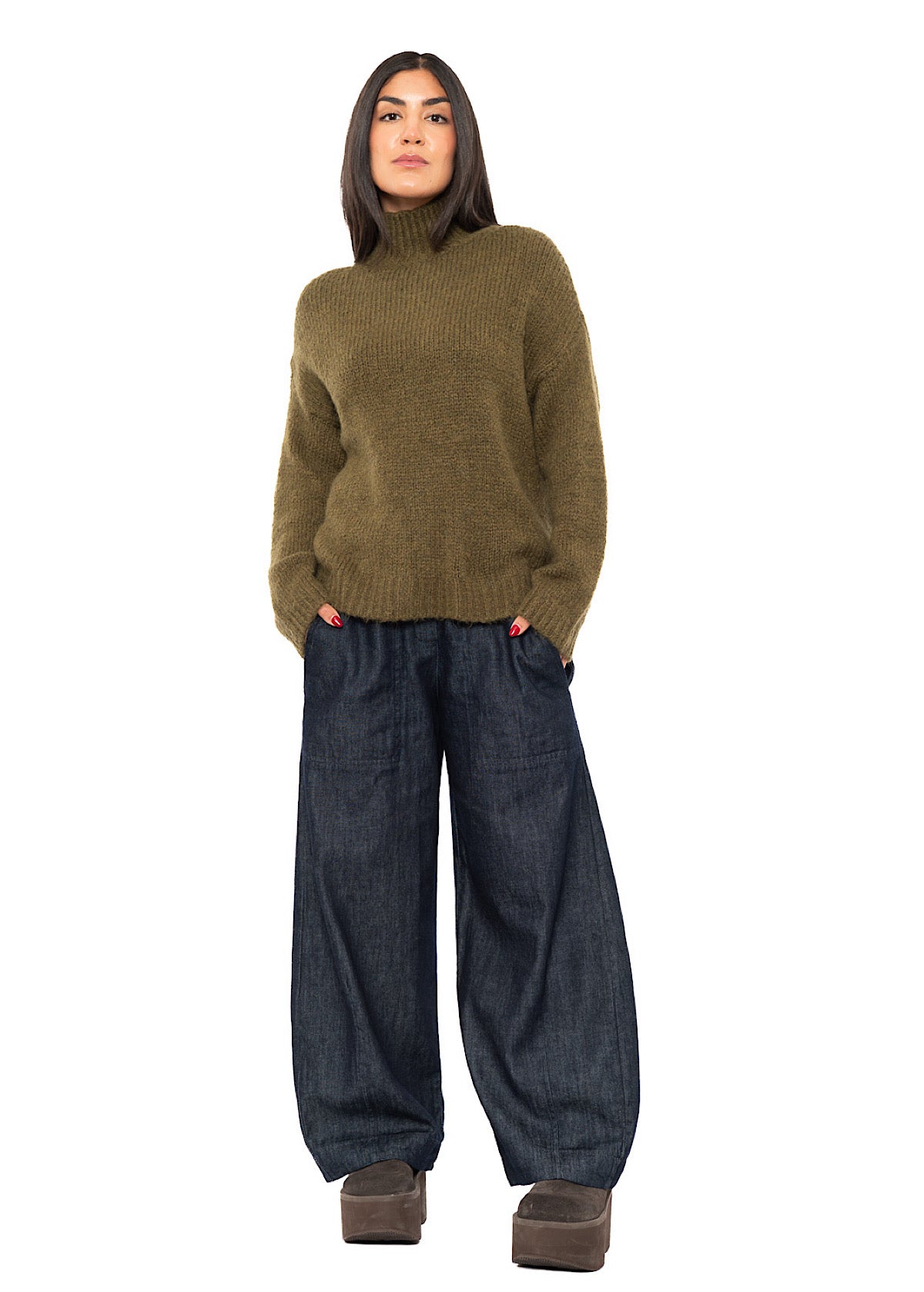 RELAXED HIGH NECKLINE PULLOVER