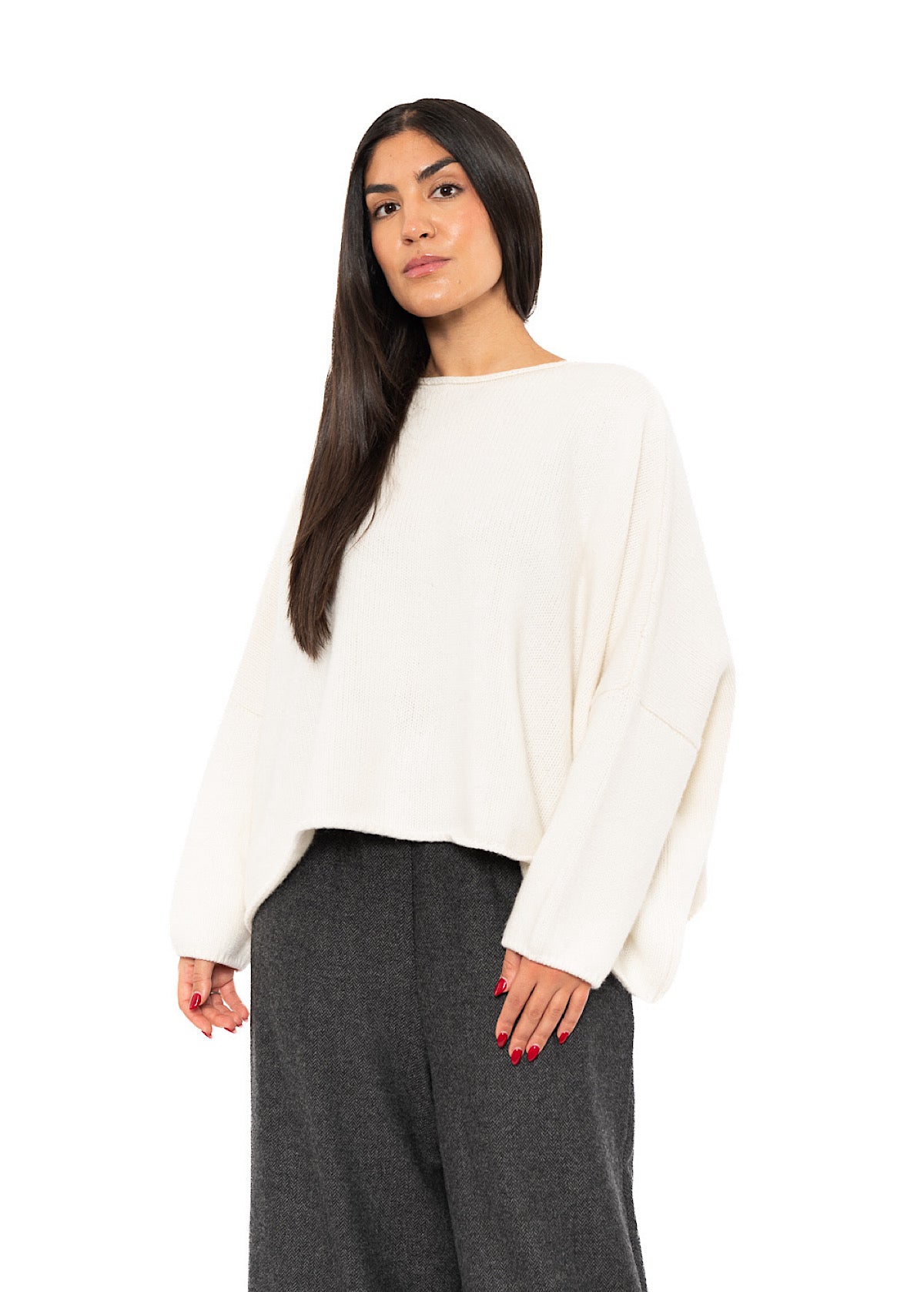 CROPPED CASHMERE BLEND FAUSTA PULLOVER