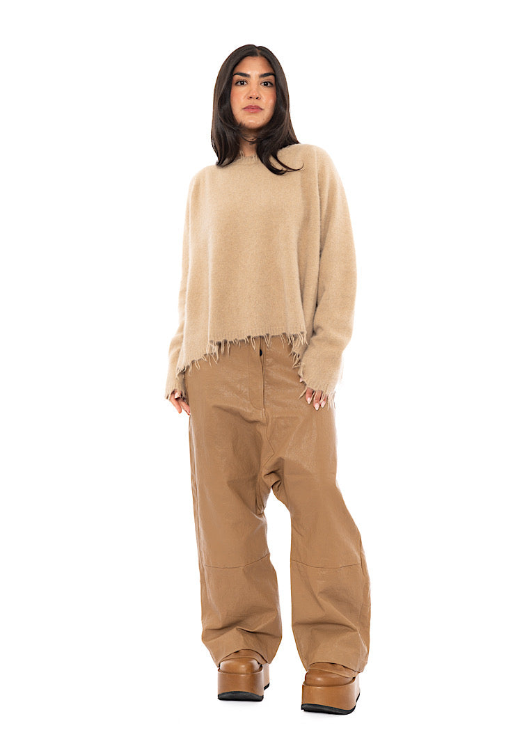 RELAXED FRAYED KNIT PULLOVER