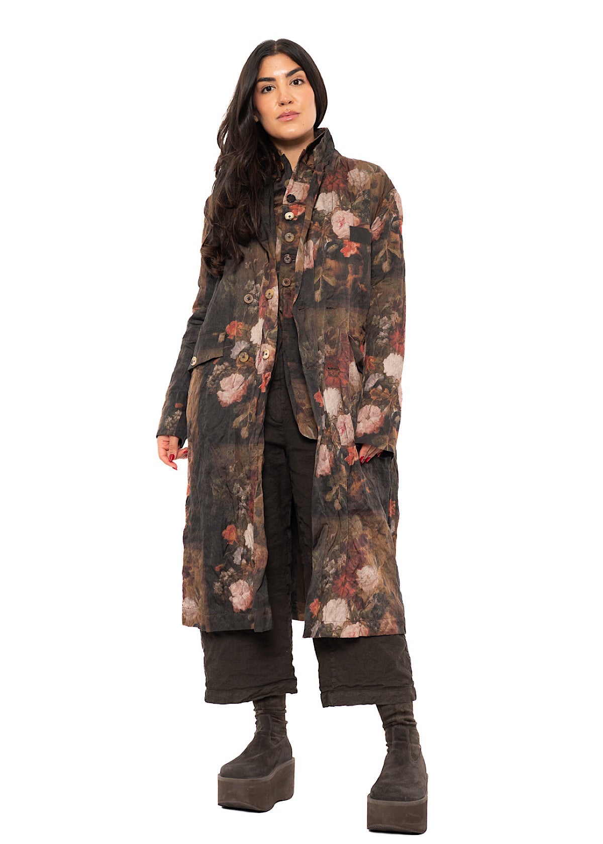 FLORAL PRINT OVERSIZED COAT