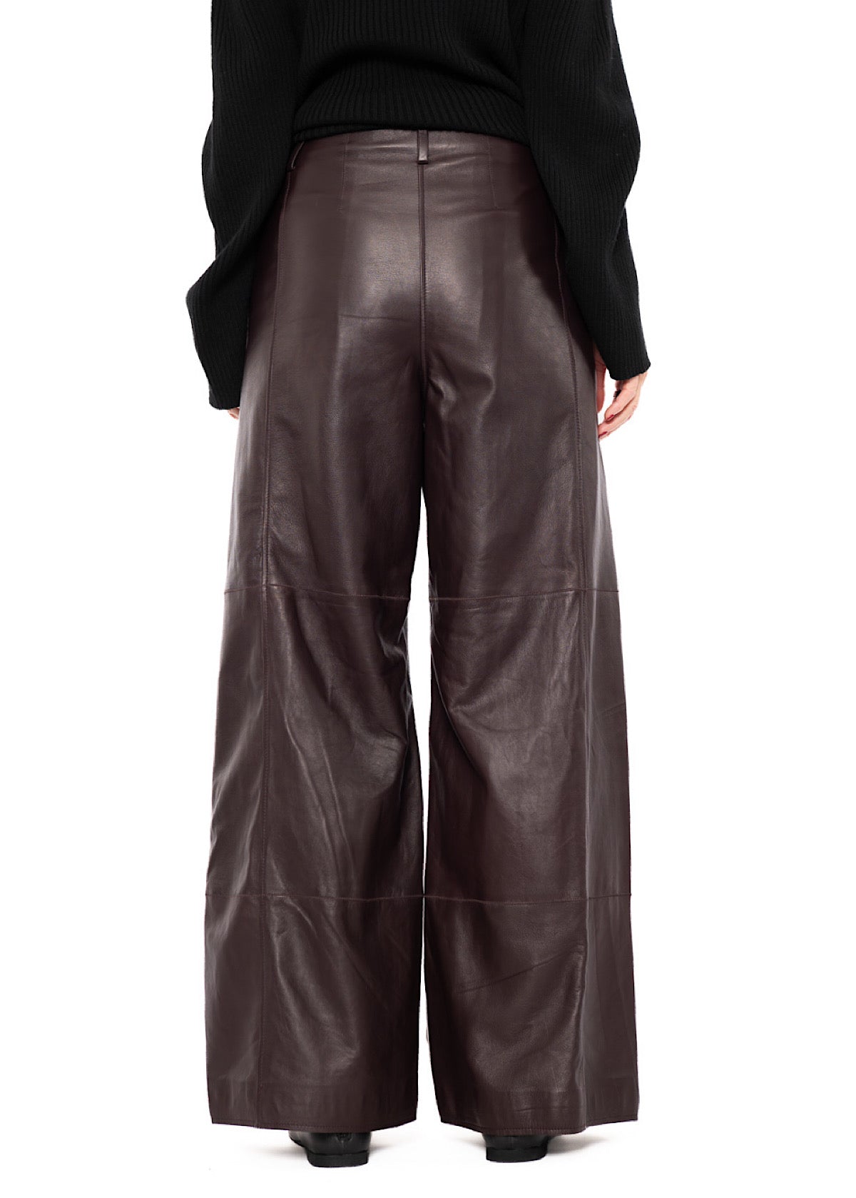 SIGNATURE WIDE LEG LEATHER TROUSER