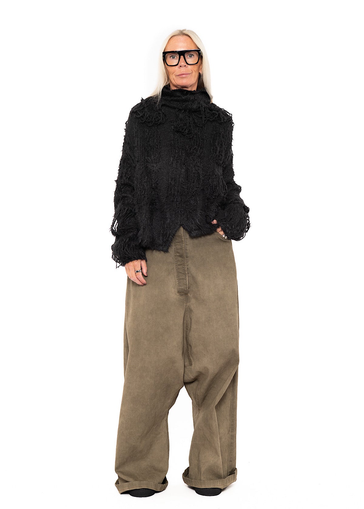 LADDERED SILK KNIT PULLOVER